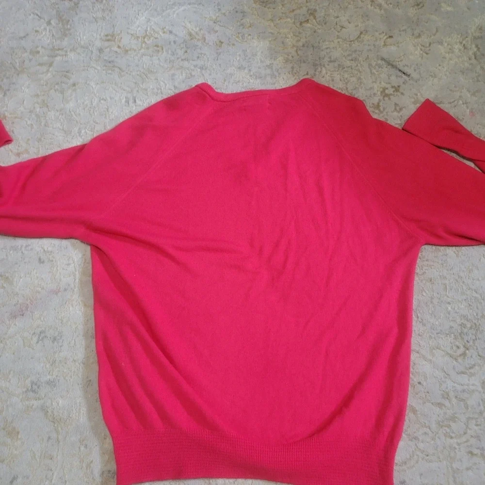 Christian Dior Vintage Pink V-Neck Sweater Mens XL Orlon Acrylic Made in USA